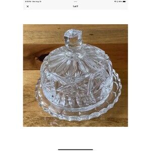 Crystal Cut Glass Butter/Cheese Dish Dome W/Lid